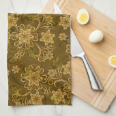 Goldenes Vintages Blumenmuster Handtuch (Viertel Falte)