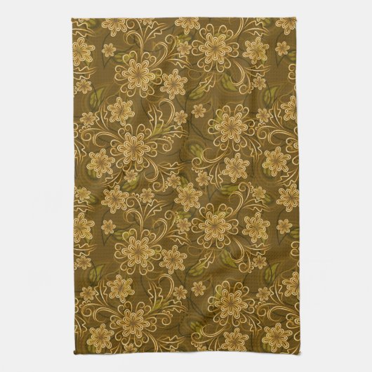 Goldenes Vintages Blumenmuster Handtuch (Vertikal)