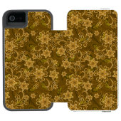 Goldenes Vintages Blumenmuster Incipio iPhone Geldbeutel-Hülle (Folio Geöffnet)