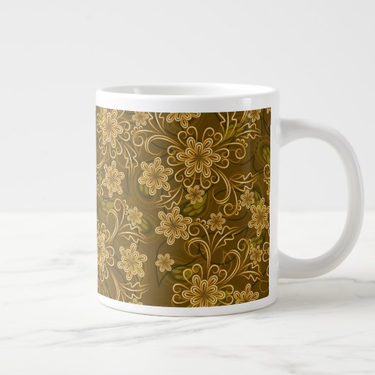 Goldenes Vintages Blumenmuster Jumbo-Tasse (Rechts)