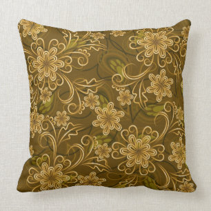 Goldenes Vintages Blumenmuster Kissen