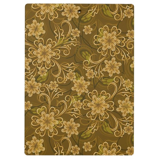 Goldenes Vintages Blumenmuster Klemmbrett (Rückseite)