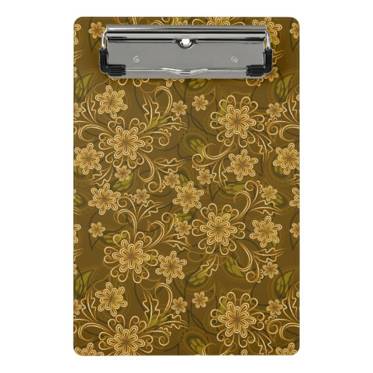 Goldenes Vintages Blumenmuster Mini Klemmbrett (Vorderseite)