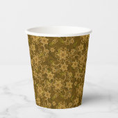 Goldenes Vintages Blumenmuster Pappbecher (Vorderseite)