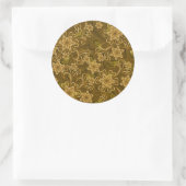 Goldenes Vintages Blumenmuster Runder Aufkleber (Tasche)