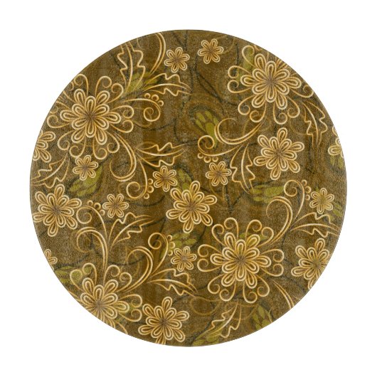 Goldenes Vintages Blumenmuster Schneidebrett (Vorderseite)