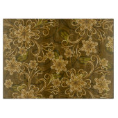 Goldenes Vintages Blumenmuster Schneidebrett (Vorderseite)