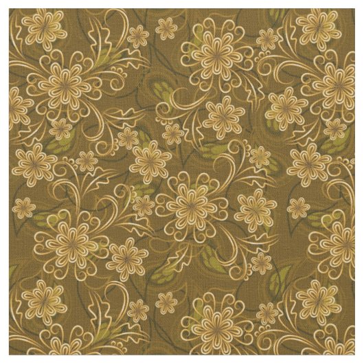 Goldenes Vintages Blumenmuster Stoff (Nahaufnahme)