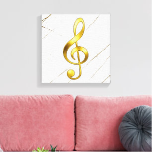 Goldenes Violinschlüssel-Marmor-Wandkunstwerk Leinwanddruck