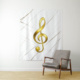 Goldenes Violinschlüssel-Marmor-Wandkunstwerk Wandteppich