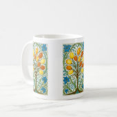 Goldenes Volkskunstbaum-Kachel Kaffeetasse (Vorderseite Links)
