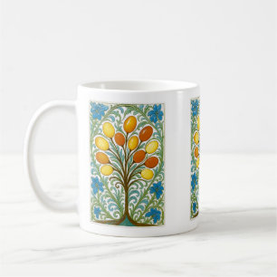 Goldenes Volkskunstbaum-Kachel Kaffeetasse