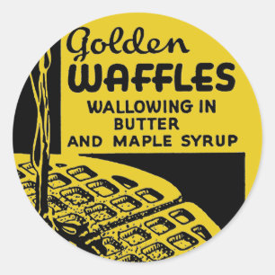 Goldenes Waffel-Frühstück Runder Aufkleber