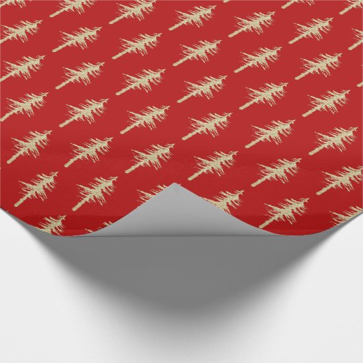 Goldenes Waldland Pine Tree Forest Holiday Red Geschenkpapier (Ecke)