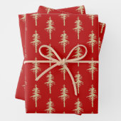 Goldenes Waldland Pine Tree Forest Holiday Red Geschenkpapier Set (Beispiel)