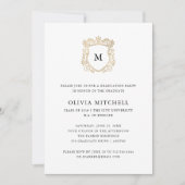 Goldenes Wappen | Elegante Graduierungspartei Einladung (Vorderseite)