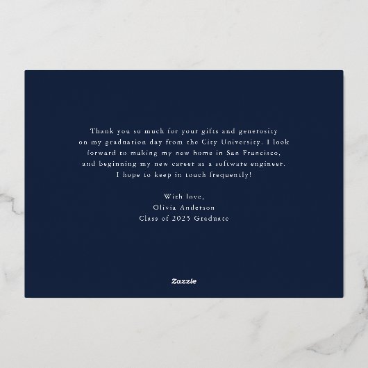 Goldenes Wappen | Eleganter Abschluss Danke Gold Folieneinladung (Rückseite)