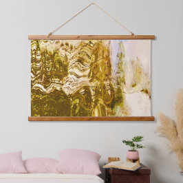Goldenes Wasser Wandteppich Mit Holzrahmen