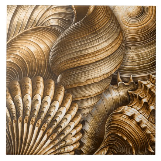 Goldenes Wasserfarbenmuster Fliese (Vorderseite)