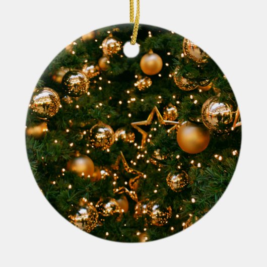 Goldenes Weihnachten Keramik Ornament (Vorne)