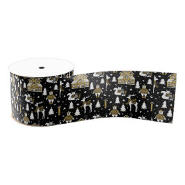 Goldenes Weihnachts-Ästhetik-Muster - Elegant Meta Ripsband
