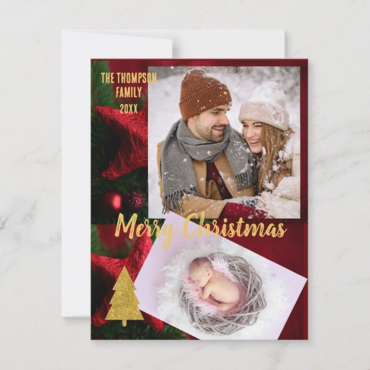 Goldenes Weihnachts-Foto mit eleganter Drehtextfam (Vorderseite)