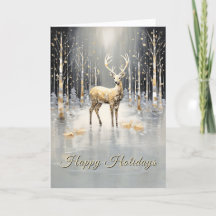 Goldenes Weihnachts-Rentier-Feiertagskarte