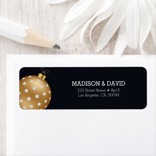 Goldenes Weihnachtsball-Label (Insitu)