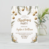 Goldenes Weihnachtsbaumfest - Party Einladung (Stehend Vorderseite)