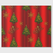 Goldenes Weihnachtsdekoratives Weihnachten Rot Geschenkpapier (Flach)