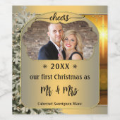 Goldenes Weihnachtsfest - Foto Weinsiegel Weinetikett (Einzelnes Label)