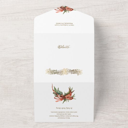 Goldenes Weihnachtsfest - Happy Holidays Script-Fo All In One Einladung (Außenbereich)