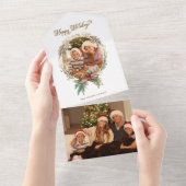 Goldenes Weihnachtsfest - Happy Holidays Script-Fo All In One Einladung (Abreißen)