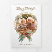 Goldenes Weihnachtsfest - Happy Holidays Script-Fo Dreifach Gefaltete Karte (Cover)