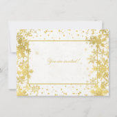 Goldenes Weihnachtsfest Party Winterschneeflocken Einladung (Rückseite)