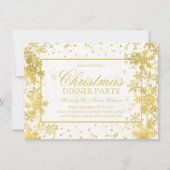 Goldenes Weihnachtsfest Party Winterschneeflocken Einladung (Vorderseite)