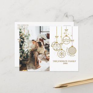 Goldenes Weihnachtsgeschmacksbälle Foto Feiertagspostkarte
