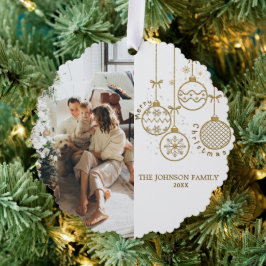 Goldenes Weihnachtsgeschmacksbälle Foto Ornament Karte