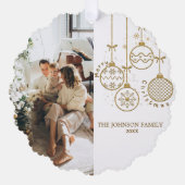 Goldenes Weihnachtsgeschmacksbälle Foto Ornament Karte (Vorderseite)