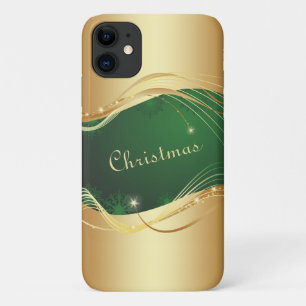 Goldenes Weihnachtsmotiv mit grünem Hintergrund... Case-Mate iPhone Hülle