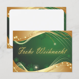 Goldenes Weihnachtsmotiv mit grünem Hintergrund Einladung