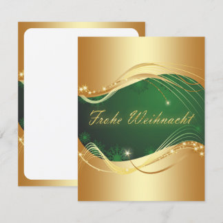 Goldenes Weihnachtsmotiv mit grünem Hintergrund Einladung