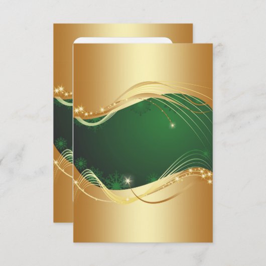 Goldenes Weihnachtsmotiv mit grünem Hintergrund... Einladung (Vorne/Hinten)