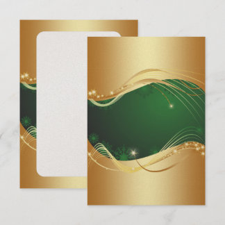 Goldenes Weihnachtsmotiv mit grünem Hintergrund... Einladung