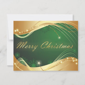 Goldenes Weihnachtsmotiv mit grünem Hintergrund Einladung
