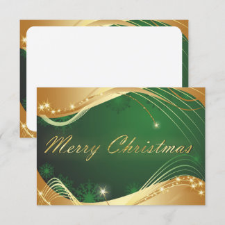 Goldenes Weihnachtsmotiv mit grünem Hintergrund Einladung
