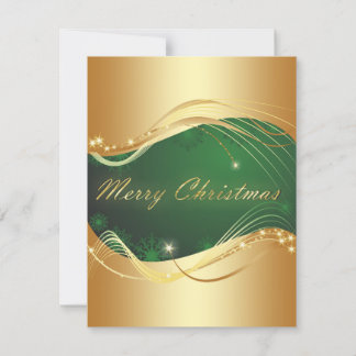 Goldenes Weihnachtsmotiv mit grünem Hintergrund Einladung