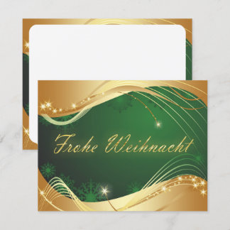 Goldenes Weihnachtsmotiv mit grünem Hintergrund Einladung