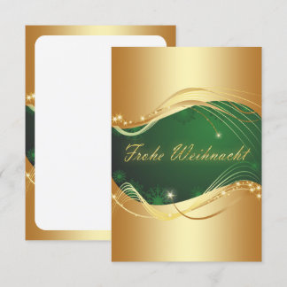 Goldenes Weihnachtsmotiv mit grünem Hintergrund Einladung