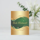 Goldenes Weihnachtsmotiv mit grünem Hintergrund Postkarte (Stehend Vorderseite)